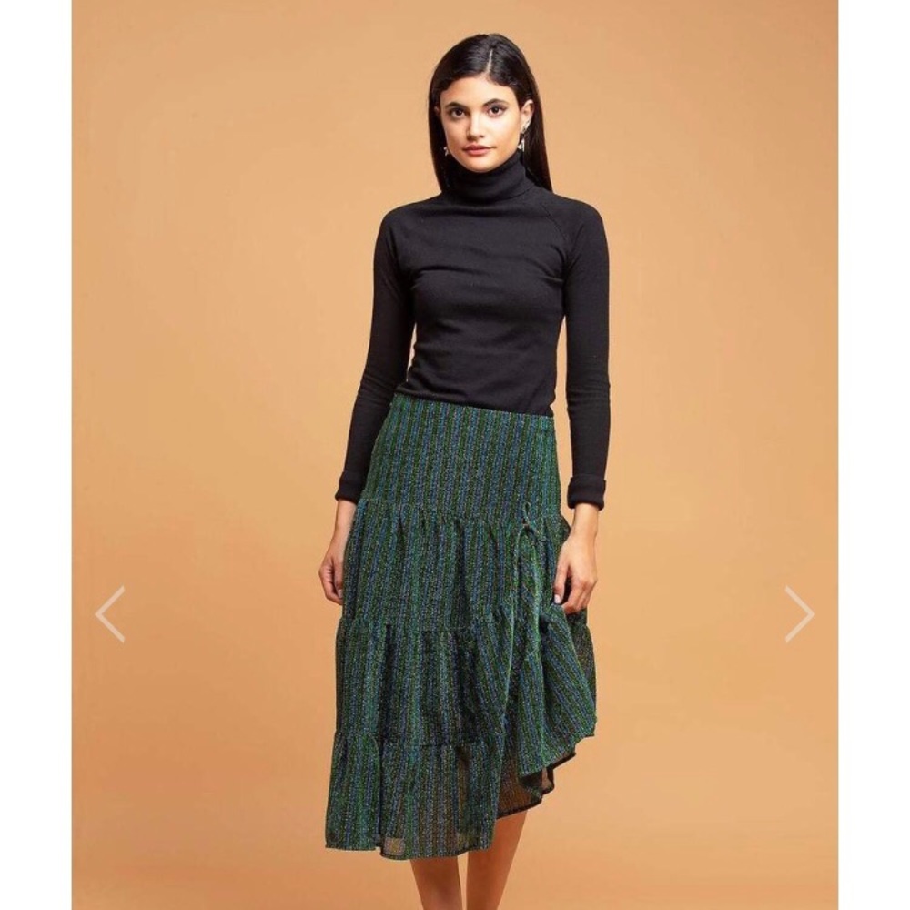 Eva Franco green metallic skirt